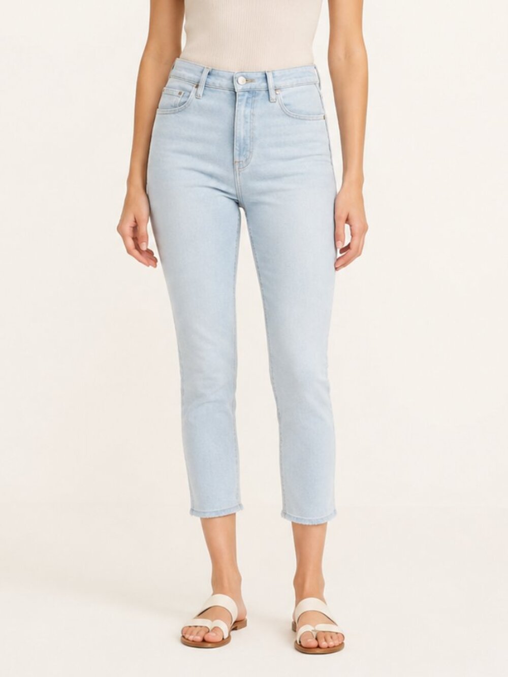 Paige Sarah Slim Crop Denim Jeans Sunbleached Size 27